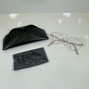 Christian Dior clear frame glasses - used, with case, cleaning cloth